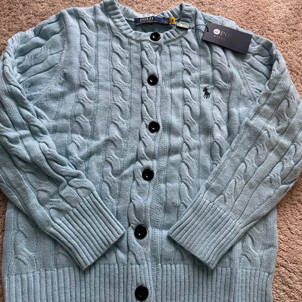 Polo by Ralph Lauren Light Blue Cable Knit Sweater NWT